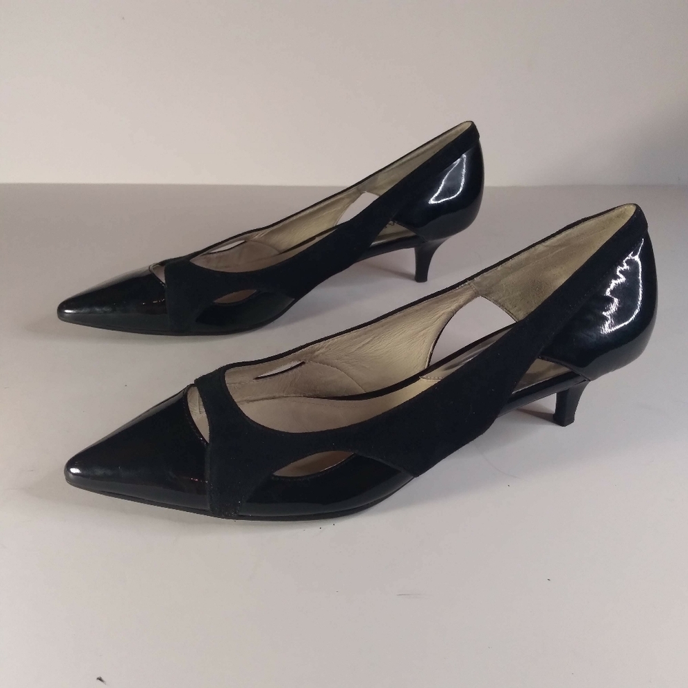 Michael Kors black patent leather kitten heels pointed toe size size 8.5M